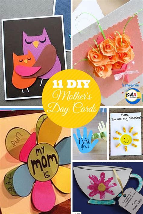 Need some last minute mother's day ideas or just want to make an awesome handmade gift card for mom? 11 DIY Mother's Day Cards - Kidz Activities