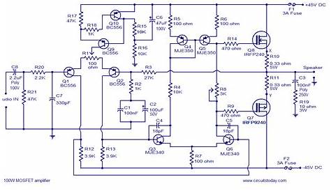 100W MOSFET power amplifier - The Circuit