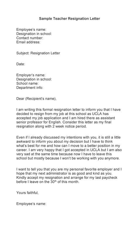 Resignation Letter Format For Lecturer Pdf Objective In Resume As A