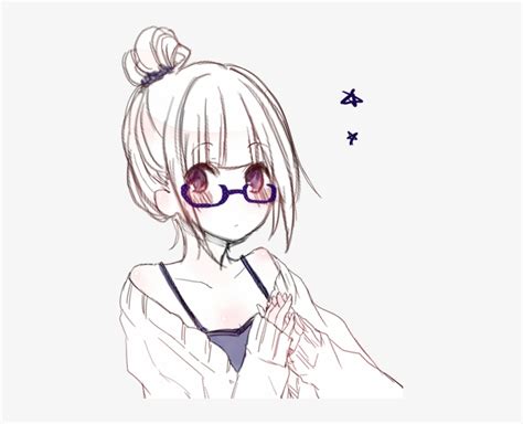 Chibi Anime Girl With Brown Hair And Glasses