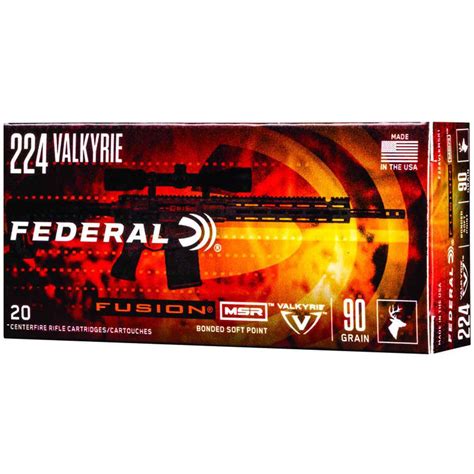 Federal Fusion 224 Valkyrie 90gr Sp Rifle Ammo 20 Rounds Sportsman