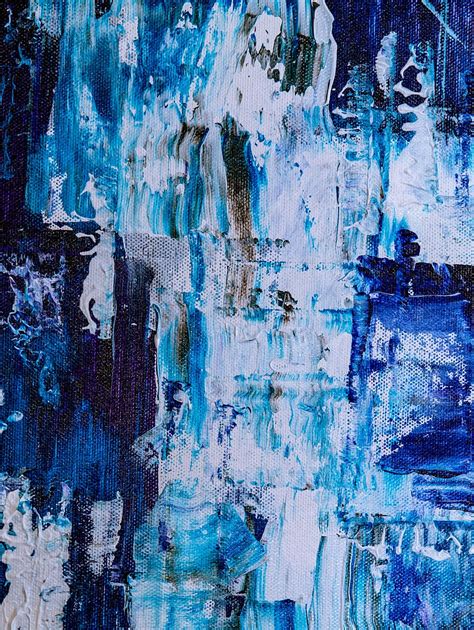 Weiß Blau Petrol Abstrakt Malerei Abstraktes Gemälde Acrylfarbe