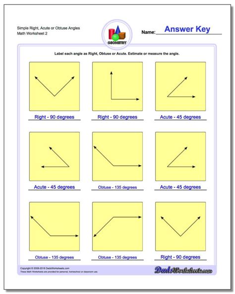 Free Printable Fourth Grade Angle Worksheet

