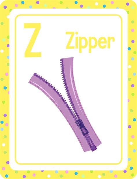 Alphabet Flashcard With Letter Z For Zipper 2310636 Vector Art At Vecteezy