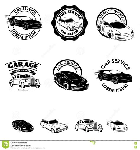 Set Of Car Service Labels Set Of Vintage Cars Icons Design Elements