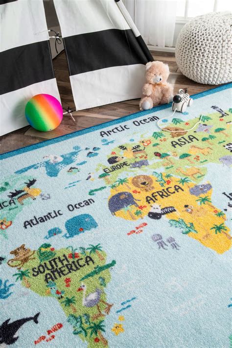 Kids World Map Rugsize 240 X 160cm