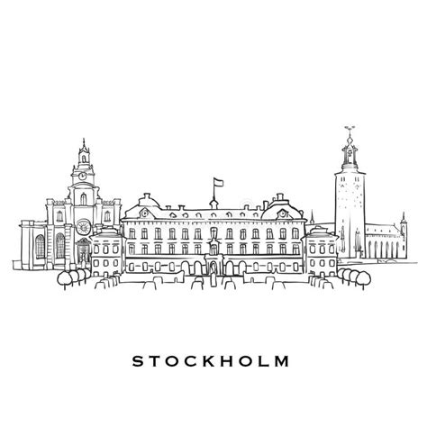 Mapa De La Ciudad De Estocolmo Con Los Iconos A Mano De La Arquitectura