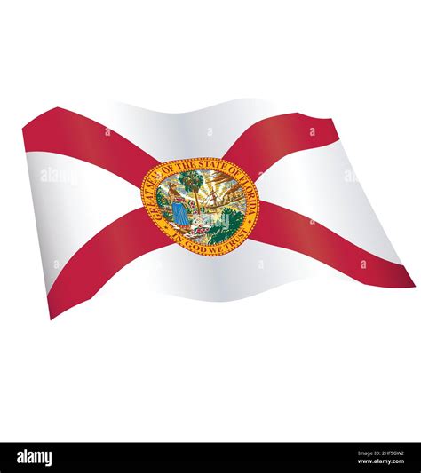 Florida Fl State Flag Flying Waving Flowing Silk Vector Isolated On