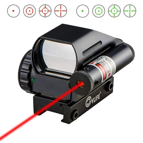 Cvlife 1x22x33 Reflex Sight Red And Green 4 Reticle Dot Sight With 2mw