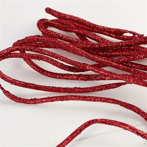 Red Glittered Wired Rope Garland Christmas Garlands