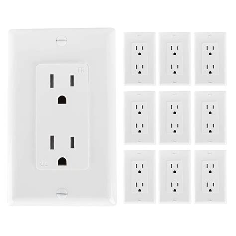 Buy Decorator Receptacle Outlet With Wall Plate 10 Pack White