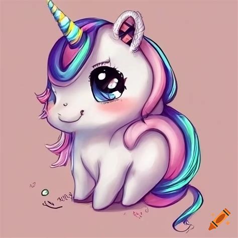 Detailed Sketch Of A Cute Chibi Baby Unicorn