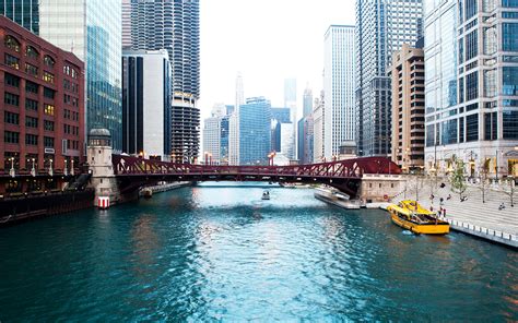 Photos Chicago City Usa Bridges Rivers Motorboat Cities 1920x1200