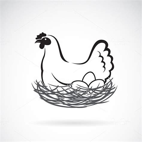 Hen Laying Eggs In Its Nest Egg Laying Web Design Icon Vector Images
