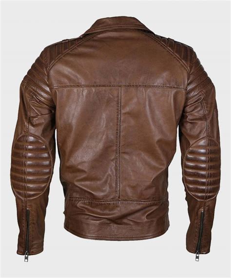 Mens Brown Motorcycle Style Leather Jacket Danezon