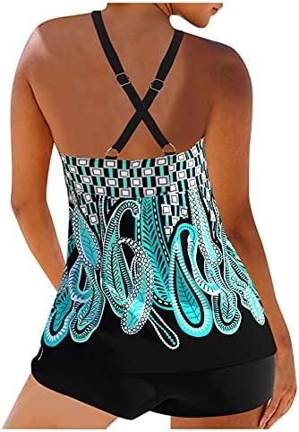 Tankini Damen Bauchweg Zweiteilig Badeanzug Digital Badeanzug Strand Bikini Druck Set Split