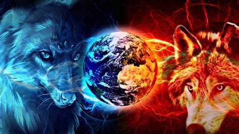 Water Wolf And Fire Wolf