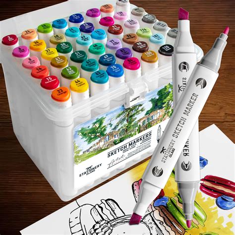 Buy Stationery Island Alcohol Markers Set 48 Colours Art Marker Pen Dual Tips Permanent Drawing