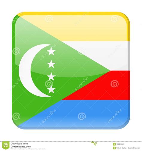 Icono Del Cuadrado Del Vector De La Bandera De Los Comoro Stock De