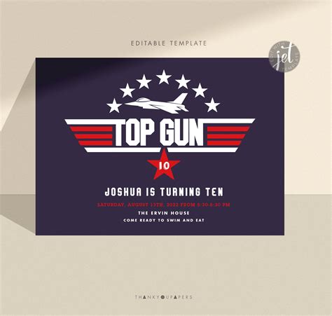 Invitación De Top Gun Invitación De Cumpleaños De Avión Etsy México