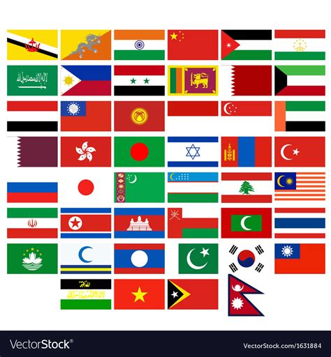 Flags Of The Countries Asia Royalty Free Vector Image