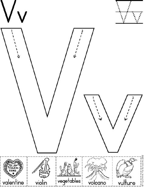 Alphabet Letter V Worksheet Standard Block Font Preschool Printable