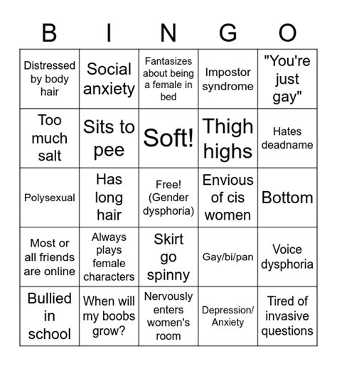 Trans Girl Bingo Card
