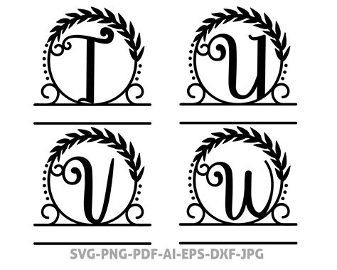 Split Monogram Svg Bundle Split Letters Png Fancy Alphabet Circle Monogram Font Cut Files