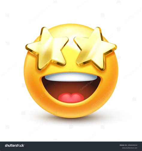 Emoji de ojos estrellados Emoticono excitado vector de stock libre de regalías