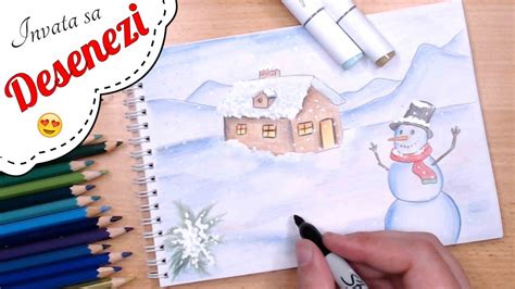 ️cum Se Deseneaza Un Peisaj De Iarna ️ Youtube