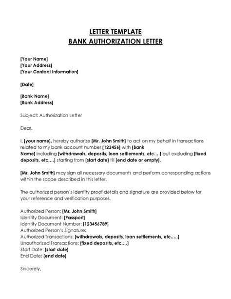 Authorization Letter For Bank Verification