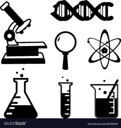 Set Of Science Stuff Icon Lab Cartoon Icon Vector Image