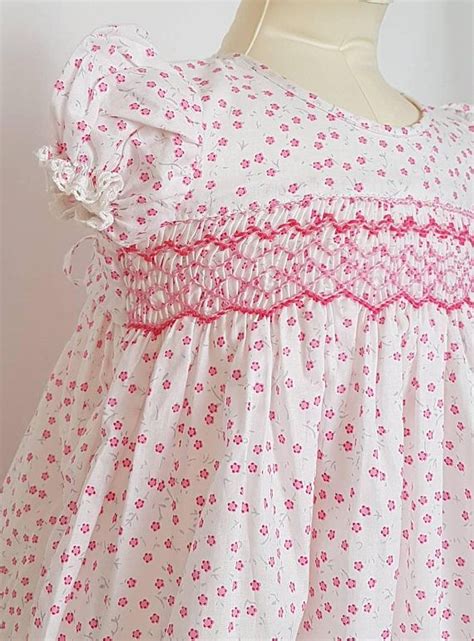 Gorgeous Pink Floral Cotton Hand Smocked Baby Dress Size 6 9 Etsy