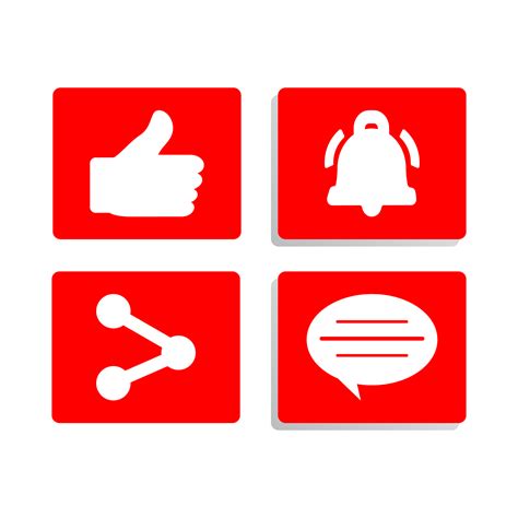 Free Button Collection For The Social Media Frame Design Red And White