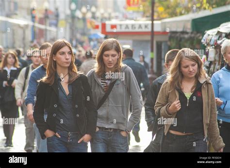 Young Russian Women On Arbat Street Moscow Russia Stock Photo Alamy