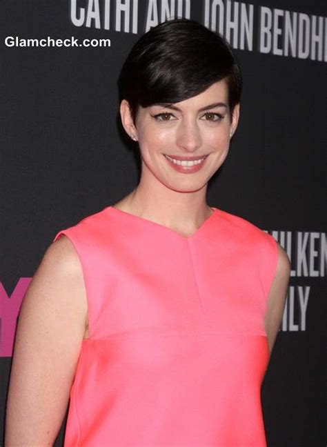 Anne Hathaway In Winged Eyeliner And Pixie Hair