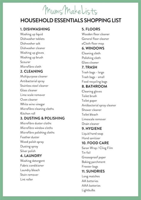 Household Essentials Shopping List Free Printable Pdf This Is A