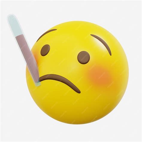 Premium Photo 3d Emoticon Ill With A Thermometer On Mouth Cartoon