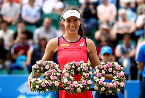 Johanna Konta Of Great Britain Is Presented With A Wreath To