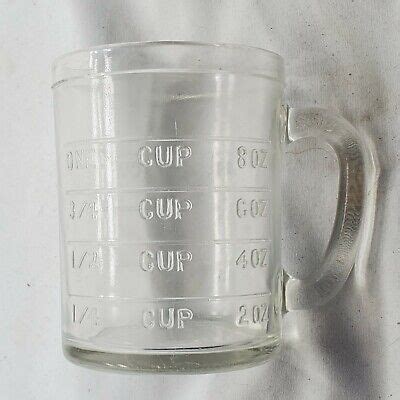 Vintage Hazel Atlas Co Spoutless Cup Measuring Mug Clear Glass