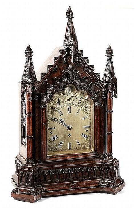 Victorian Gothic Revival Walnut Bracket Clock Gothic Revival Furniture Antique Clocks