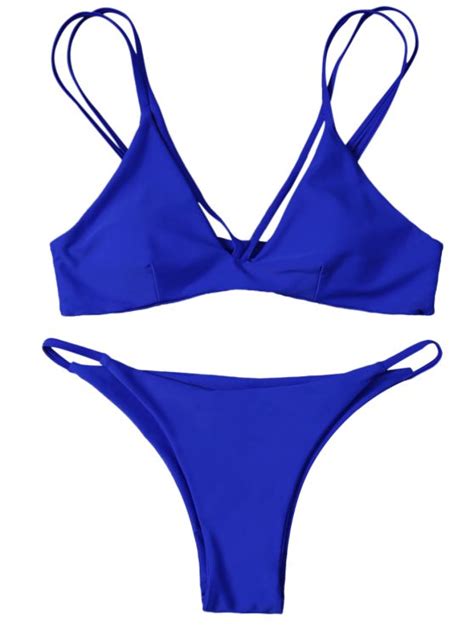 high leg strappy bikini set blue m two piece bikini bikini set one piece swimsuit thong