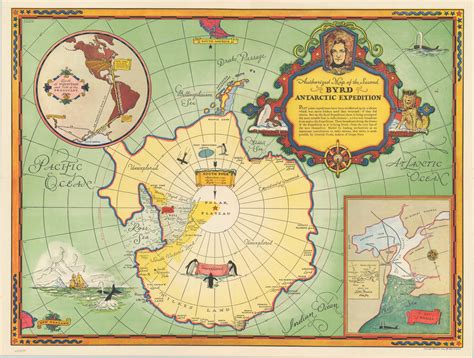 Authorized Map Of The Second Byrd Antarctic Expedition Curtis Wright Maps
