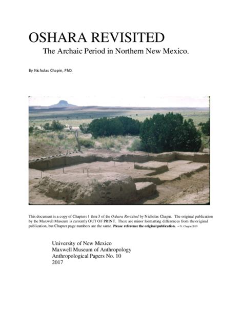 Pdf Oshara Revisited The Archaic Period In Northern New Mexico