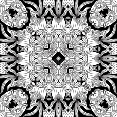 Floral Intricate Seamless Pattern Vector Abstract Black And White