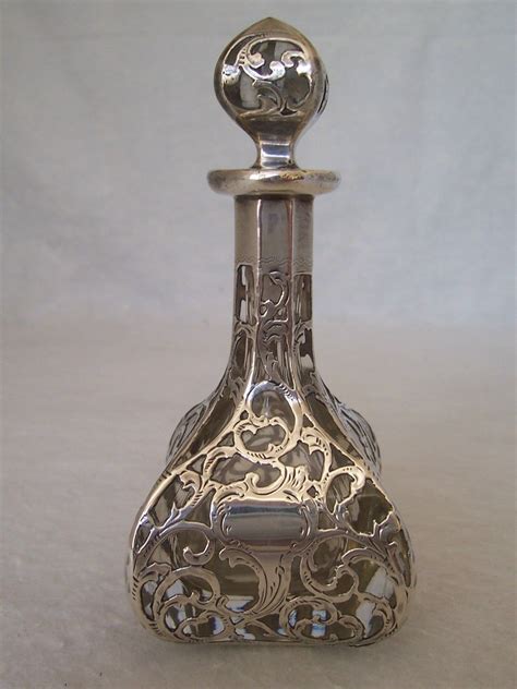 Antique Very Tall Sterling Silver Overlay Perfume Scent Bottle Unique