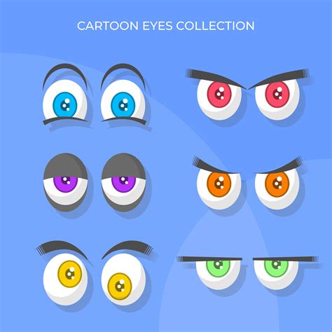 Flat Funny Cartoon Eyes Vector Collection 525024 Vector Art At Vecteezy