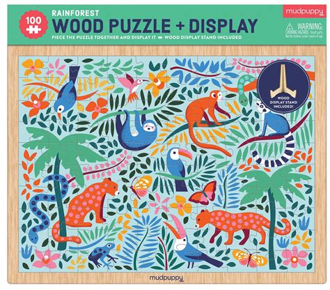 Rainforest Wooden Puzzle And Display 100 Pieces Mudpuppy Puzzle Warehouse