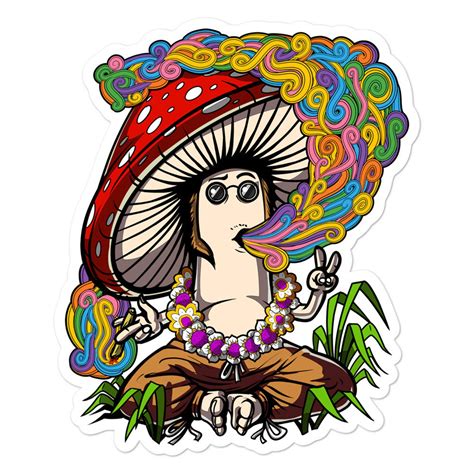 Magic Mushrooms Hippie Vinyl Sticker Psychedelic Stoner Etsy