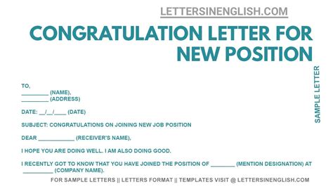 Congratulation Letter For New Position Sample Letter To Congratulate